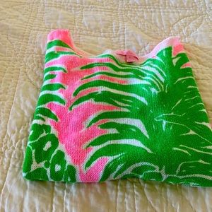 Lilly Pulitzer Pink and Green Crew Neck Sweater